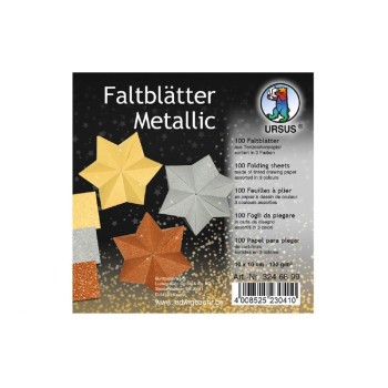 URSUS Faltblätter Origami Metallic, 130 g/m², 10 x 10 cm, 100 Blatt, 3 Farben URSUS Faltblätter Origami Metallic, 130 g/m², 10 x 10 cm, 100 Blatt, 3 Farben