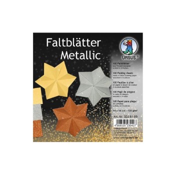 URSUS Faltblätter Origami Metallic, 130 g/m², 14 x 14 cm, 100 Blatt, 3 Farben URSUS Faltblätter Origami Metallic, 130 g/m², 14 x 14 cm, 100 Blatt, 3 Farben