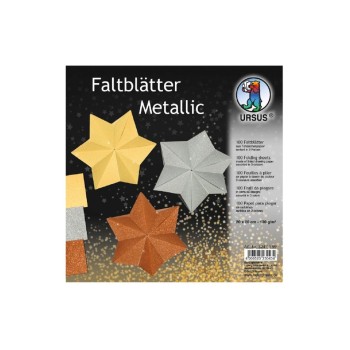 URSUS Faltblätter Origami Metallic, 130 g/m², 20 x 20 cm, 100 Blatt, 3 Farben URSUS Faltblätter Origami Metallic, 130 g/m², 20 x 20 cm, 100 Blatt, 3 Farben