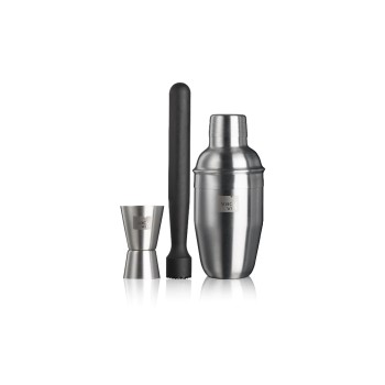 Vacu Vin Cocktailset Starter-Kit, Shaker 350ml,Double Jigger 15-30ml,Stössel