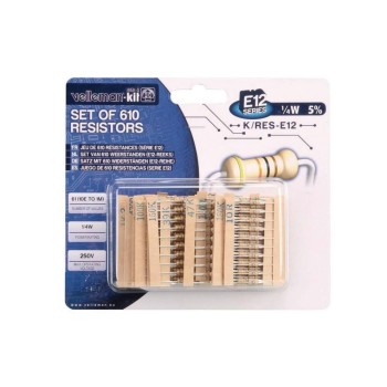 Velleman Bauteil-Set Widerstände E12 Reihe, Menge: 610 Stück, E12 Reihe, 0.25 Watt Velleman Bauteil-Set Widerstände E12 Reihe, Menge: 610 Stück, E12 Reihe, 0.25 Watt