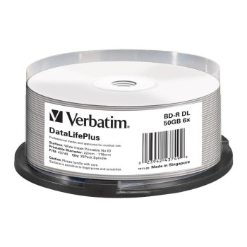 Verbatim BD-R 6x Dual Layer 50GB 25 Spindel, Blu-ray Scratchguard plus, printable Verbatim BD-R 6x Dual Layer 50GB 25 Spindel, Blu-ray Scratchguard plus, printable