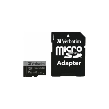 Verbatim Card Pro U3 SDXC Card C10 512GB, UHS-I U3, les. 100MB/s, schr. 90MB/s Verbatim Card Pro U3 SDXC Card C10 512GB, UHS-I U3, les. 100MB/s, schr. 90MB/s