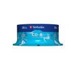 Verbatim CD-R 52x 80Min/700MB 25-Spindel, Bis 52-fach, n.bedruckbar / mit Logo