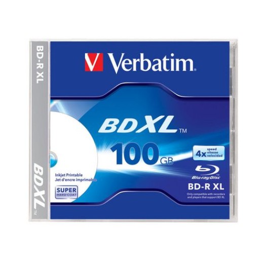 Verbatim BD-R 4x Single Layer 100GB 1-Pck., Blu-ray Super Hard Coat, printable,Jewel C.