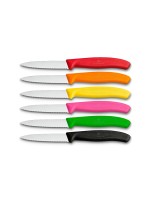 Victorinox Swiss Classic Gemüsemesser 8cm, 6 Stk. schwarz, Wellenschliff, 8cm