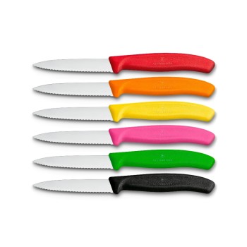 Victorinox Swiss Classic Gemüsemesser 8cm, 6 Stk. schwarz, Wellenschliff, 8cm