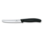Victorinox Swiss Classic Tomaten/Tafelmess, 1 Stk. black , Brotzeit, Wellen, 11cm