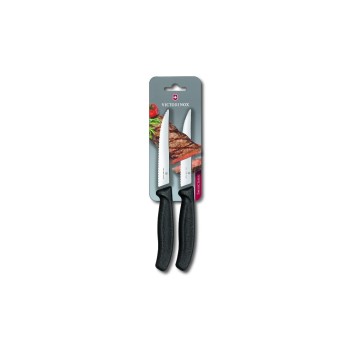 Victorinox Steakmesser mittel, 12cm, 2Stk., schwarz, auf Blister Victorinox Steakmesser mittel, 12cm, 2Stk., schwarz, auf Blister