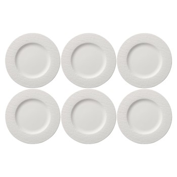 Villeroy & Boch Manufac. Rock Frühstücktell, weiss, 6 Stück, 22cm Villeroy & Boch Manufac. Rock Frühstücktell, weiss, 6 Stück, 22cm