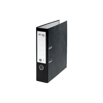VON Ordner A4, grey marmoriert, 80 mm, 100 % Recyclingkarton, Rücken black 