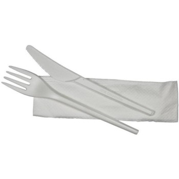 Webstar Besteckset 50 Stk, CPLA, white, dreiteilig, 166 mm