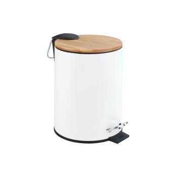 Wenko Treteimer Tortona white, Edelstahl and Bambus, Inhalt 3 Liter