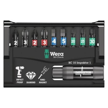 Wera Kit de bits Bit-Check 10 Impaktor 1, 10 Pièce/s pièce(s) Wera Kit de bits Bit-Check 10 Impaktor 1, 10 Pièce/s pièce(s)