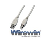 USB2.0-câble A-B: 150cm, bis 480Mbps, AWG28, goldbeschichtete Kontakte, gris