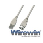 USB2.0-câble A-A: 15cm, bis 480Mbps, Verlängerungscâble M/F, gris