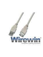 USB2.0-Kabel A-A: 15cm, bis 480Mbps, Verlängerungskabel M/F, grau