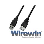 USB2.0-câble A-A: 50cm, bis 480Mbps, Verlängerungscâble M/F, noir