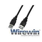 USB2.0-câble A-A: 100cm, bis 480Mbps, Verlängerungscâble M/F, noir