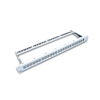 24-Port Patchpanel, geschirmt, hellgrau, Leerpanel für Keystone Modul 19 24-Port Patchpanel, geschirmt, hellgrau, Leerpanel für Keystone Modul 19