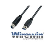 Wirewin USB3.0 Kabel, 3m, A-B, schwarz, für USB3.0 Geräte, bis 5Gbps