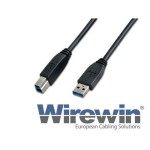 Wirewin USB3.0 câble, 3m, A-B, noir, pour USB3.0 Geräte, bis 5Gbps