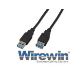 Wirewin USB3.0 câble, 0.5m, A-A, noir, Verlängerungscâble