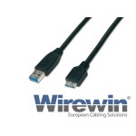 Wirewin USB3.0 câble, 3m, A-Micro-B, bleu, pour USB3.0 Geräte, bis 5Gbps
