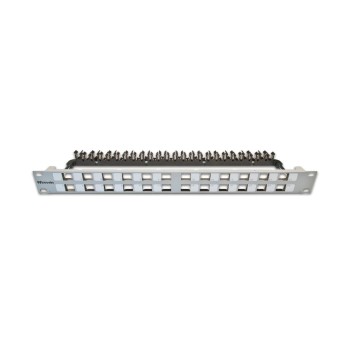 24-Port 1HE Patchpanel, geschirmt, hellgrau, Leerpanel für Keystone Modul 19 24-Port 1HE Patchpanel, geschirmt, hellgrau, Leerpanel für Keystone Modul 19