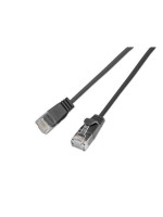Slim Wirewin Patch cable: UTP, 1m, black, Cat.6, AWG36, Klinkenschutz, rund, 2.8mm