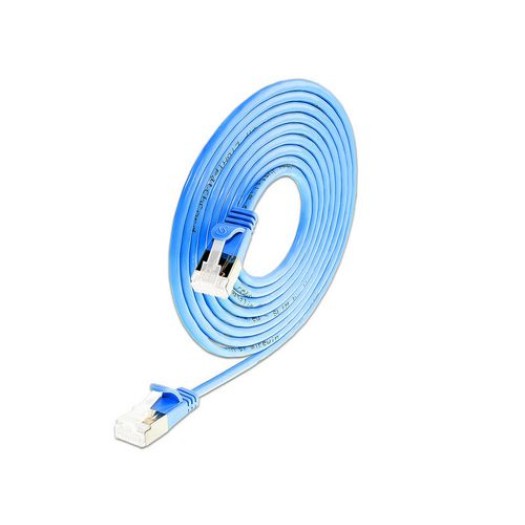 SLIM Câble patch slim Cat 6A, U/FTP, 0.1 m, Bleu