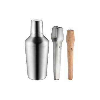 WMF Bar-Set Matrjoschka, Shaker, Sieb, Barmass, Stössel, Eiszange WMF Bar-Set Matrjoschka, Shaker, Sieb, Barmass, Stössel, Eiszange