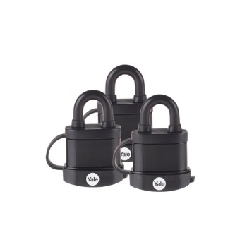 Yale Cadenas Y222B 35/22 Résistant aux intempéries, lot de 3 Noir Acier