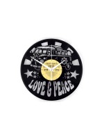 Yesterday's Vinyl Horloge murale Love & Peace Ø 30 cm, Doré/Noir