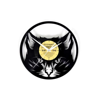 Yesterday's Vinyl Horloge murale Chat Ø 30 cm, Doré/Noir Yesterday's Vinyl Horloge murale Chat Ø 30 cm, Doré/Noir