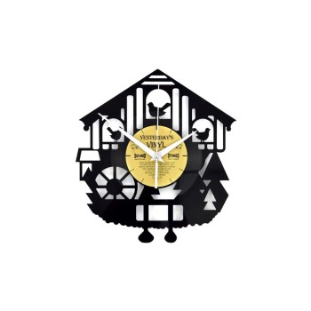 Yesterday's Vinyl Horloge murale Coucou Ø 30 cm, Doré/Noir Yesterday's Vinyl Horloge murale Coucou Ø 30 cm, Doré/Noir