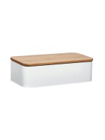 Zeller Present Brotkasten white, Metall/Bambus, 42,5 x 23 x 13 cm