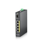 Zyxel RGS100-5P: 5 Port DIN Rail Switch, 4xGE PoE+, SFP, -40-+75°C, IP30