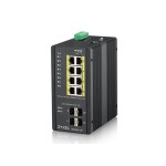 Zyxel RGS200-12P: 12 Port DIN Rail Switch, 8xGE PoE+, 4x SFP, -40-+75°C, IP30